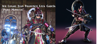 Primer lugar Juan Francisco Leza García de Saltillo Juan Francisco Leza García de Saltillo se llevó la victoria con un gran traje de Yoshimitsu del videojuego Tekken. Su cosplay y su excelente performance sin duda convencieron al público y al jurado