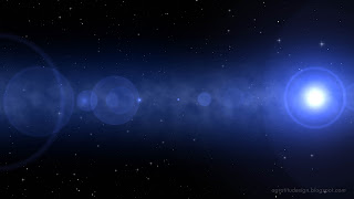 Deep Blue Background Illustration Of Outer Space Starry Sky With Optical Flare