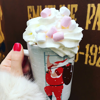 Manchester Christmas Market mug with hot chocolate