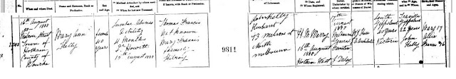 Death certificate of Mary Ann Kelly nee Francis 1888