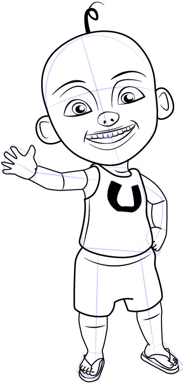 Cara Mudah Menggambar atau Sketsa Upin dari Upin Ipin