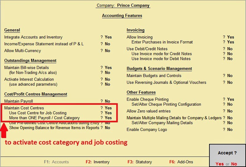 COST CATEGORY AND COST CENTRE Tally Education