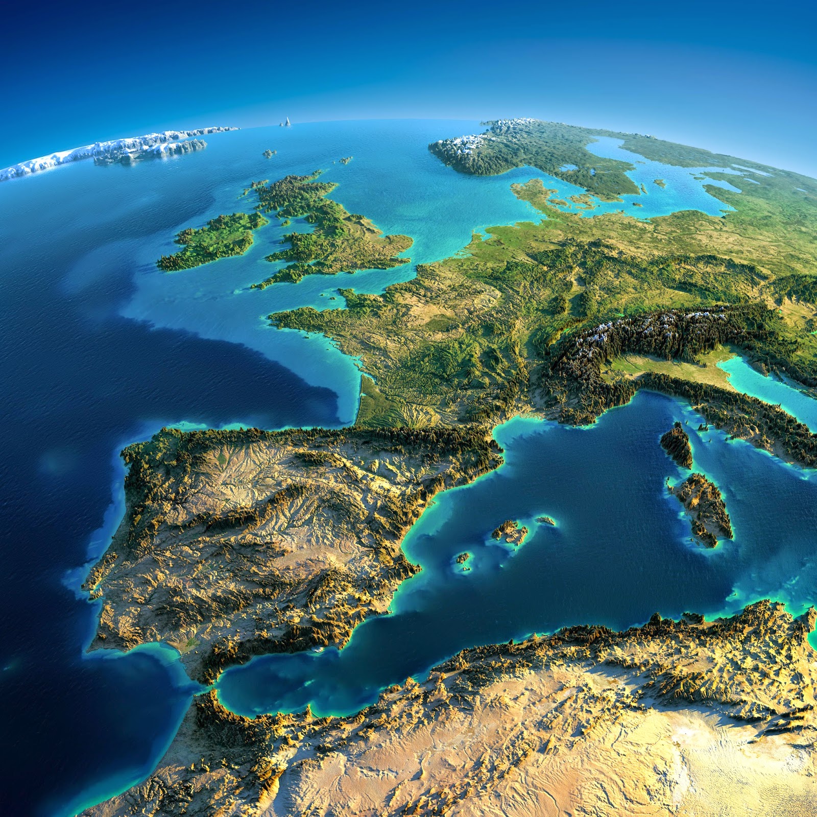 géographie: carte en relief Western%2BEurope
