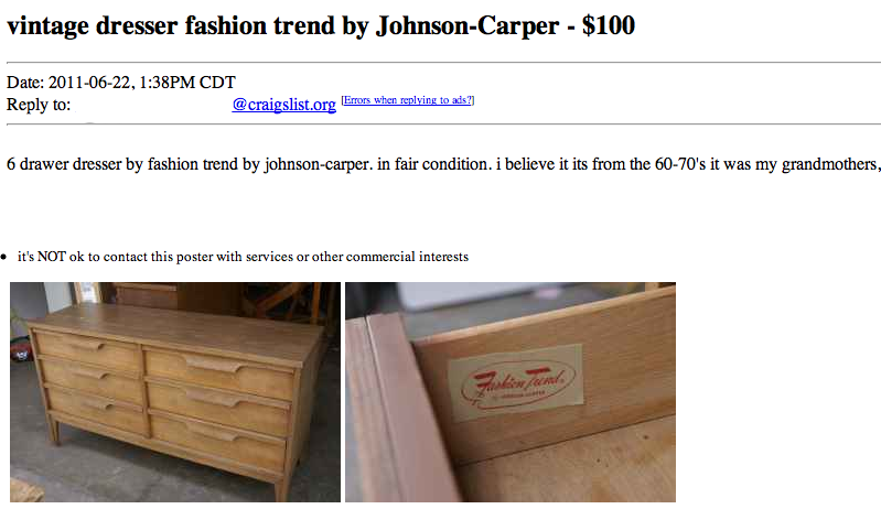 Thrifting Steals And Deals On Craigslist, Craigslist Mid Century Dresser