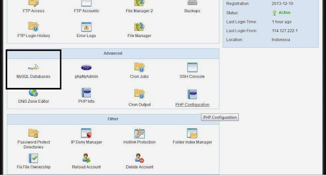 setup database setup database untuk website