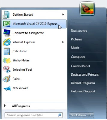  تشغيل برنامج Microsoft Visual C# 2010 Express فتح مشروع جديد