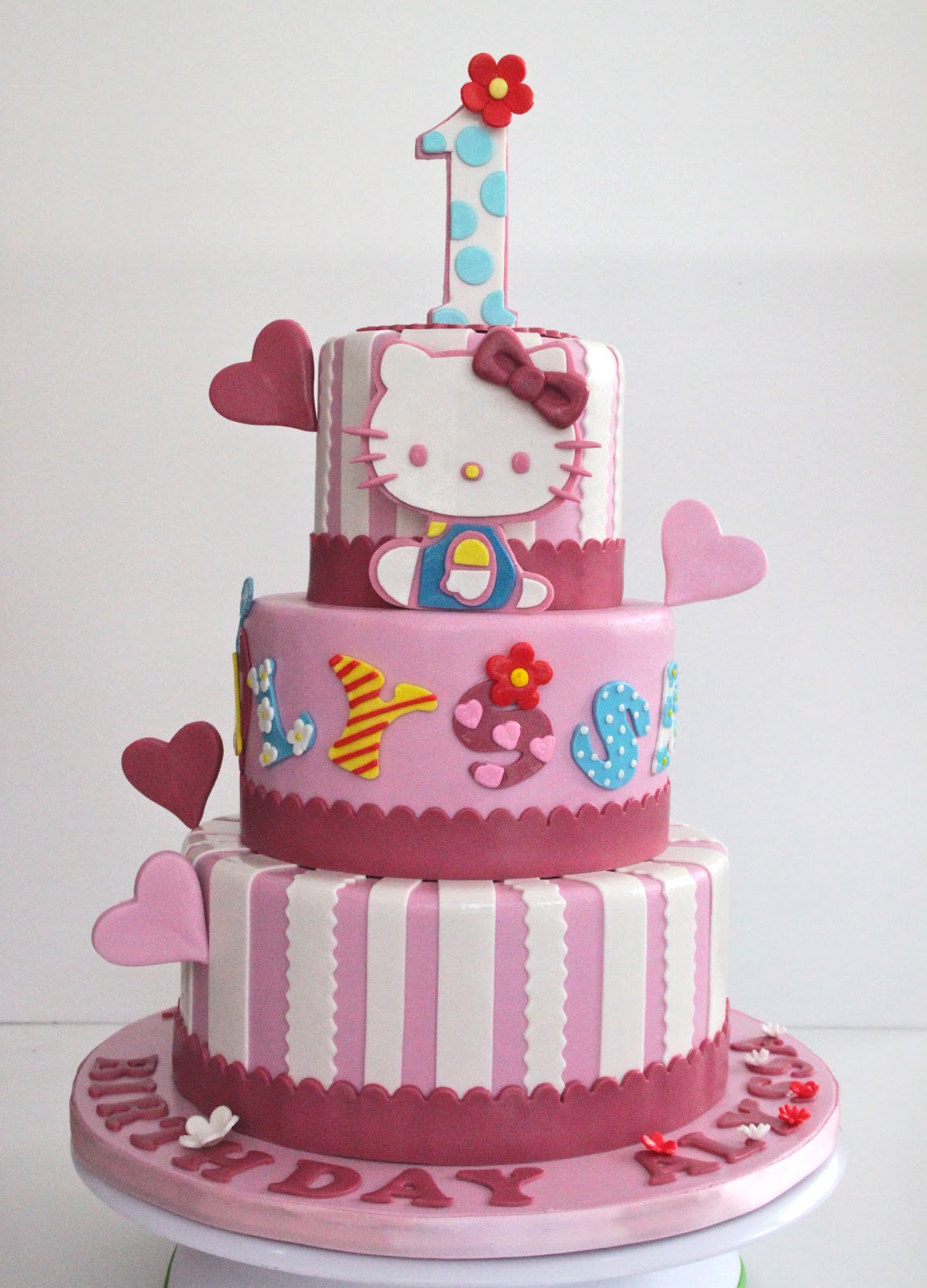 1st Birthday 3 tier Hello Kitty Cake