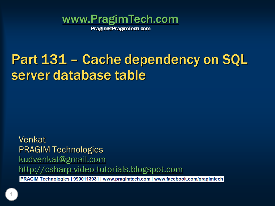 Sql server, and c video tutorial Part 131 Cache dependency on