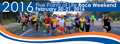 The eleventh annual Five Points of Life Race Weekend opened on Saturday, 20 February 2016, with the Five Points 5K. 2016 Five Points of Life Race Weekend