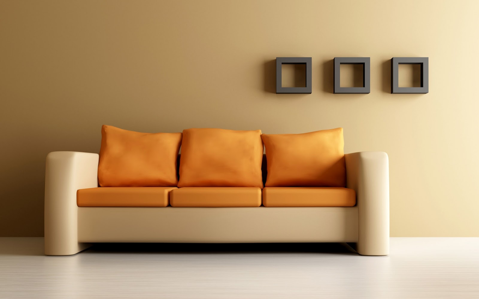 HD-WaLpaper: Orange Sofa set Interior Design Wallpaper