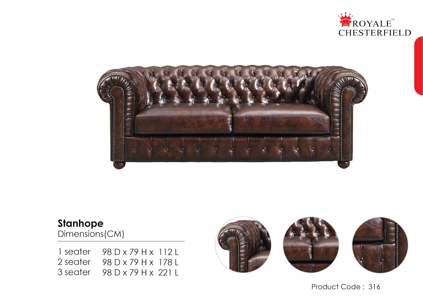 Royale Chesterfield Leather Sofa