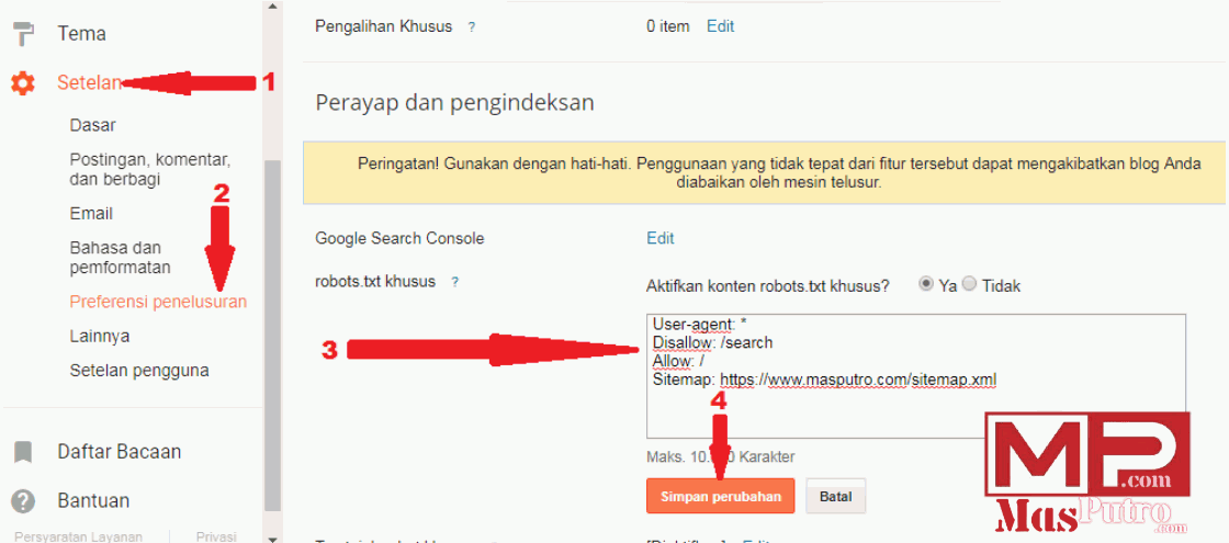 Cara Setting Robot.txt Khusus Cara Setting Robot.txt Khusus