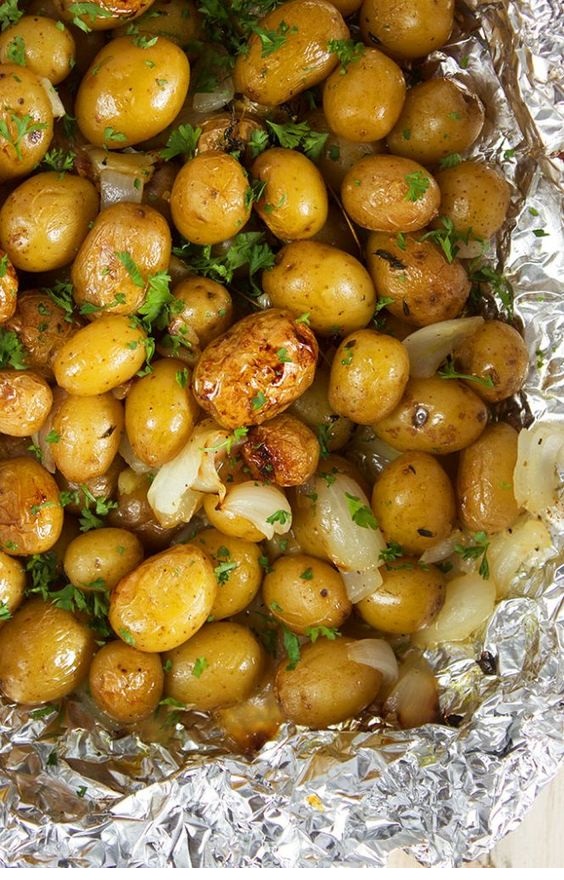 Easy Grilled Garlic Potatoes In Foil