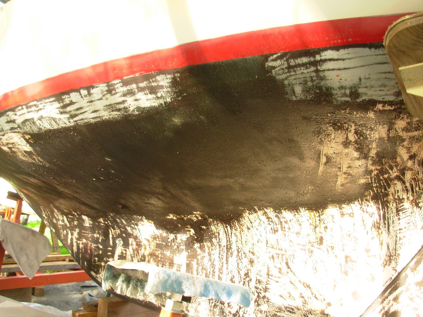 Alva Anne Removing Bottom Paint (Port, continued)