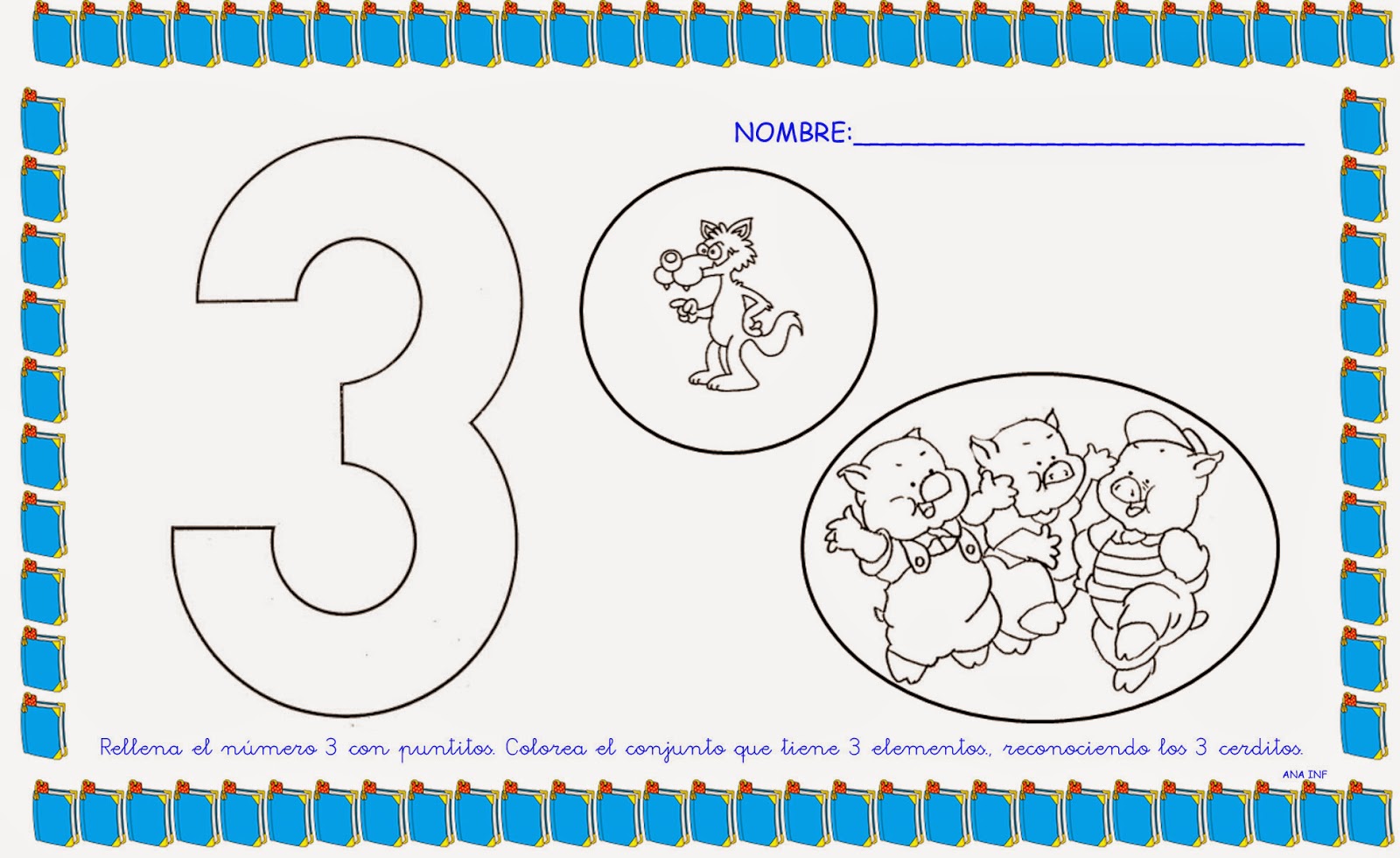 INFANTILES DE ANA V.: EL NÚMERO 3 Y LOS 3 CERDITOS