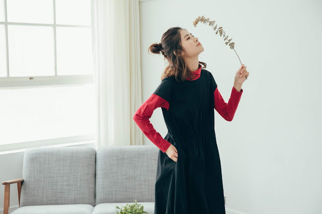 墨水筆日記造型鬆緊洋裝