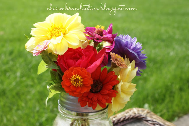 summer flower garden bouquet mason jar vase