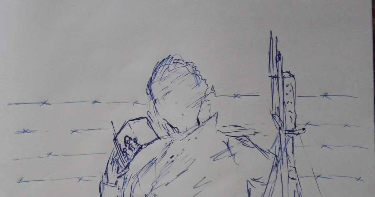 AKSHAY KUMAR Drawing of a soldier sitting at border and missing family.