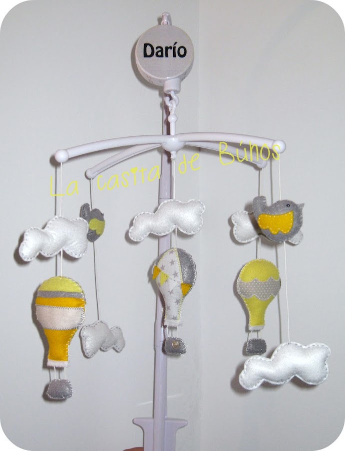 Móvil cuna globos y pájaros - Felt crib mobile balloon