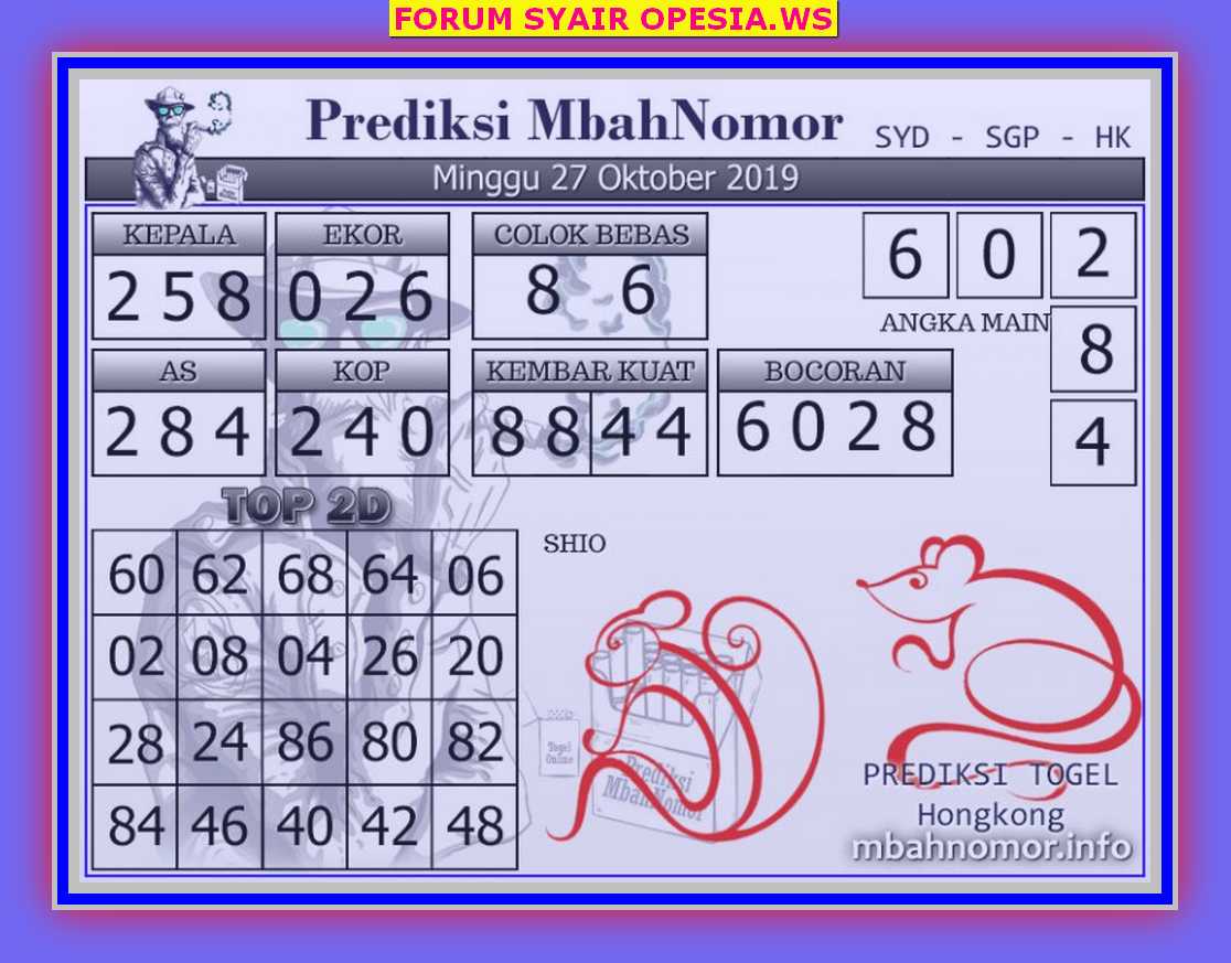 Kode syair hongkong 27 Oktober 2019 FORUM SYAIR TOGEL
