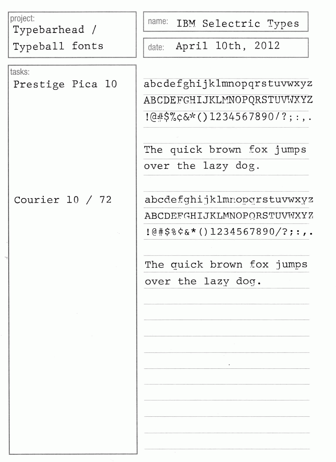 Typebarhead IBM Selectric Typeball Fonts