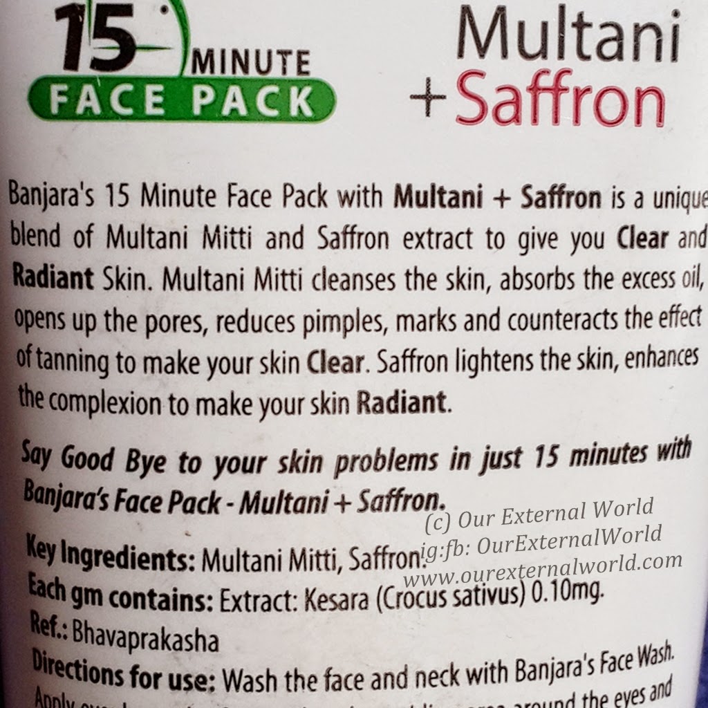 Banjara's 15 Minute Multani Mitti Saffron Face Pack Review