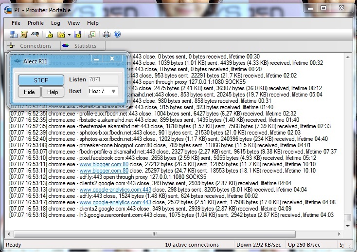 Bytes sent. Bytes sent