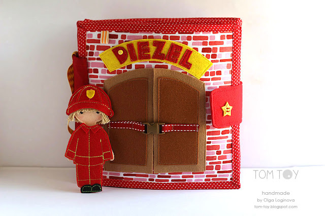 Handmade quiet book for Diezel, fire station themed busy book