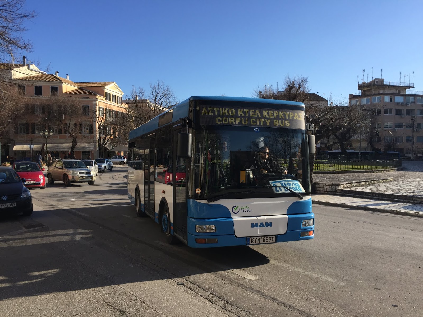 Blue Buses Americans Visiting Corfu