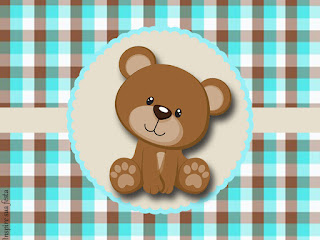  Bear in Brown and Light Blue Free Printable  Labels.