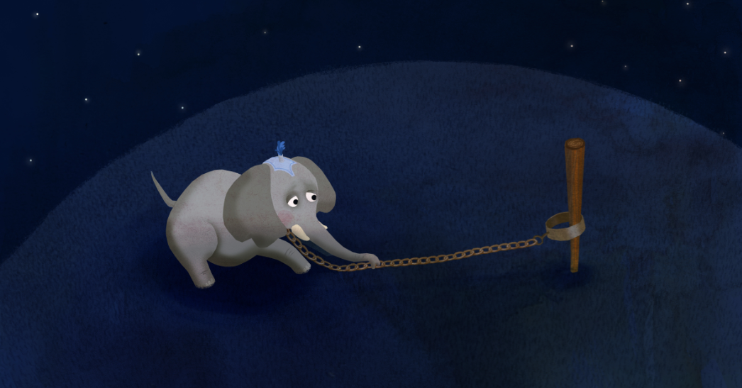 Laufer ilustración "Elefante encadenado" Bucay