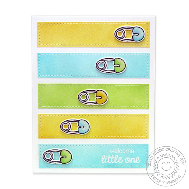 Sunny Studio Stamps: Baby Bear Diaper Pin Card by Mendi Yoshikawa