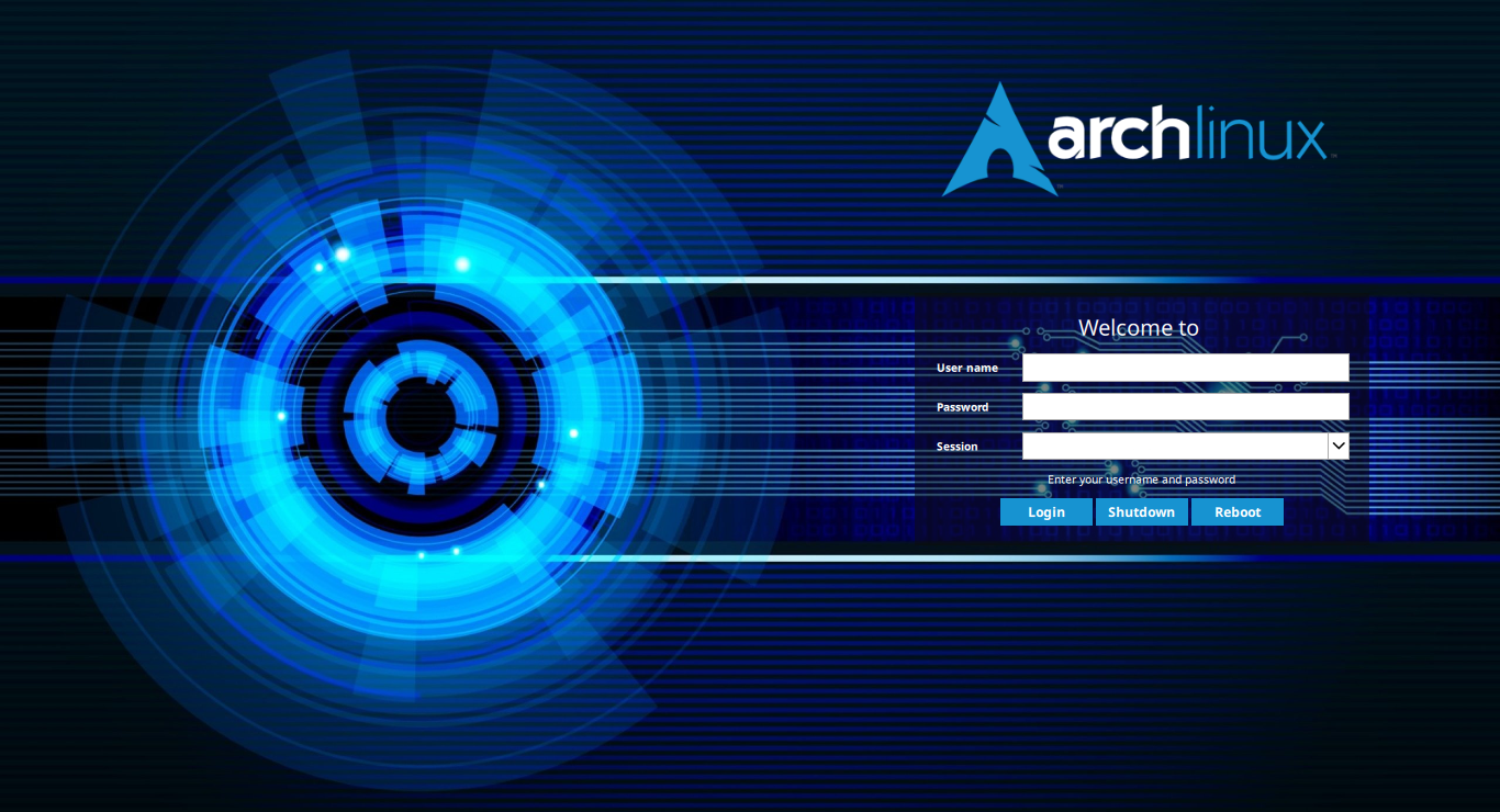 a screenshot of Arch Linux Elegant SDDM Theme