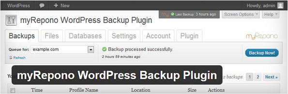 myRepono plugin for taking backups