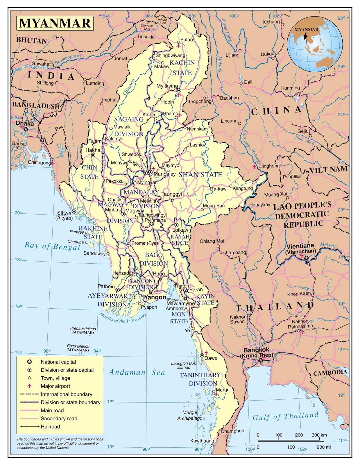 Burma India Map