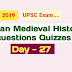 WBCS 2019 |UPSC Indian Medieval History Questions Quizzes- Day 27