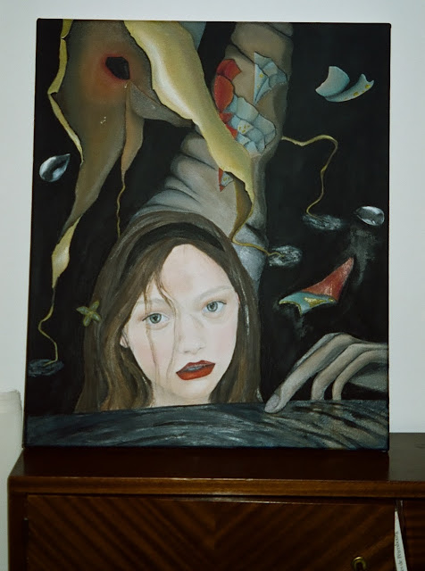 peinture à l'huile représentant une sirène brune