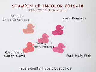 Flirty Flamingo/ Flamingo Farbvergleich Stampin' Up Incolor 2016-18, color comparison flirty flamingo