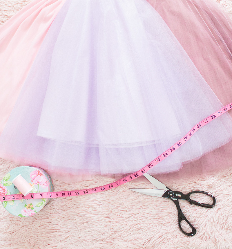 tulle skirts with sewing supplies
