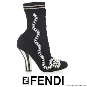 Queen Rania wore Fendi Rockoko Slip On Booties