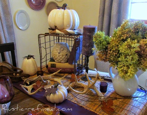Purple Rust and Antler Tablescape for Fall