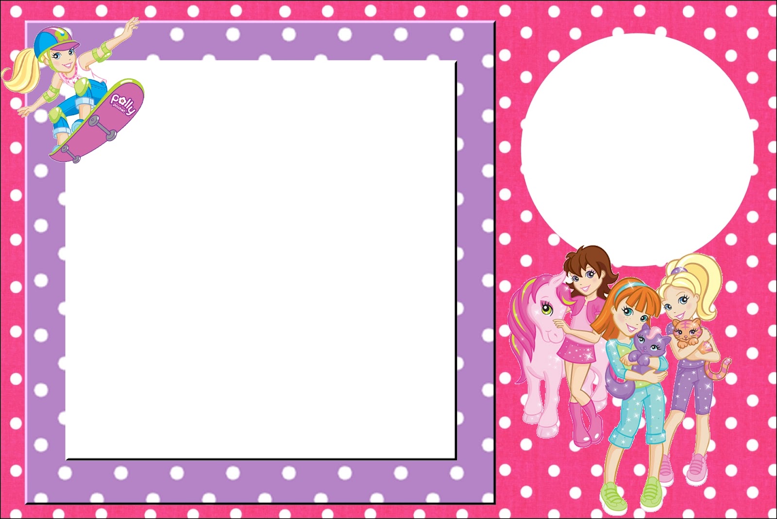 Polly Pocket in Pink and Purple Free Printable Invitations. Oh My