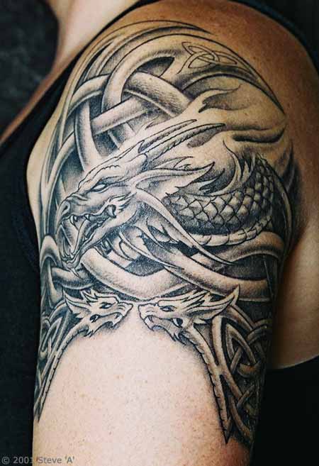 Tattoo sleeve dragon  Short Emo hairstyle