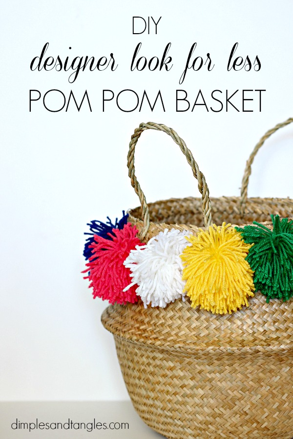 DIY craft, pom pom basket, craft tutorial, how to make a pom pom