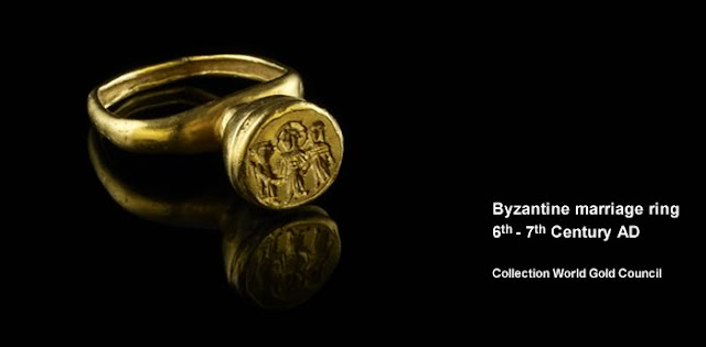 Χρυσό βυζαντινό δαχτυλίδι γάμου του 6ου - 7ου αιώνα.