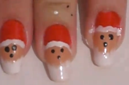 Tutorial unhas decoradas rosto do Papai Noel - Vídeo e fotos