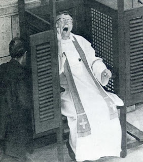 priest yawning