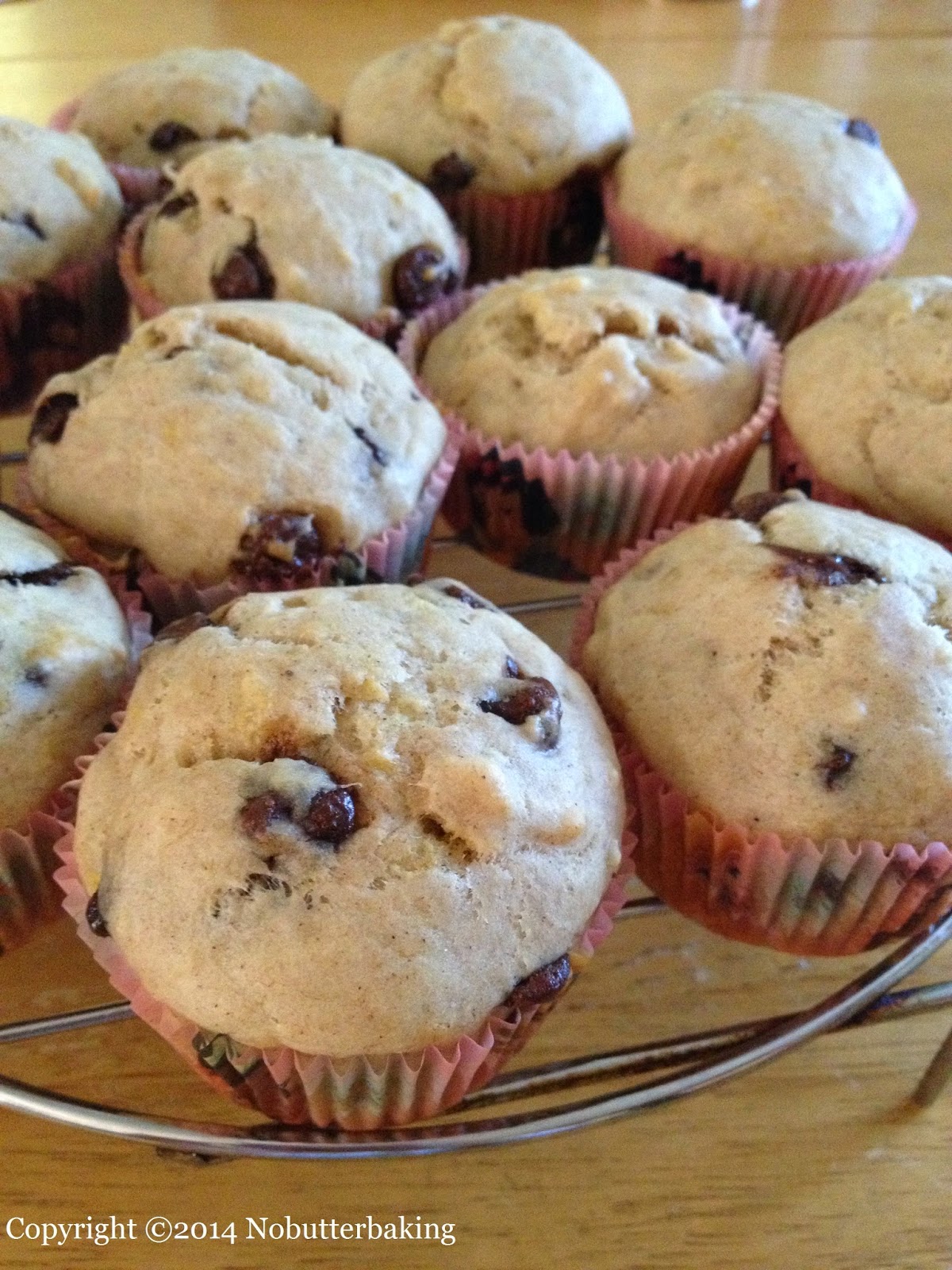 No Butter Baking. DiabeticFriendly Banana Muffins with Mini Chocolate Chips