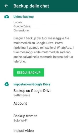 Backup Chat WhatsApp Guida al Backup WhatsApp per chat e conversazioni usando Google Drive