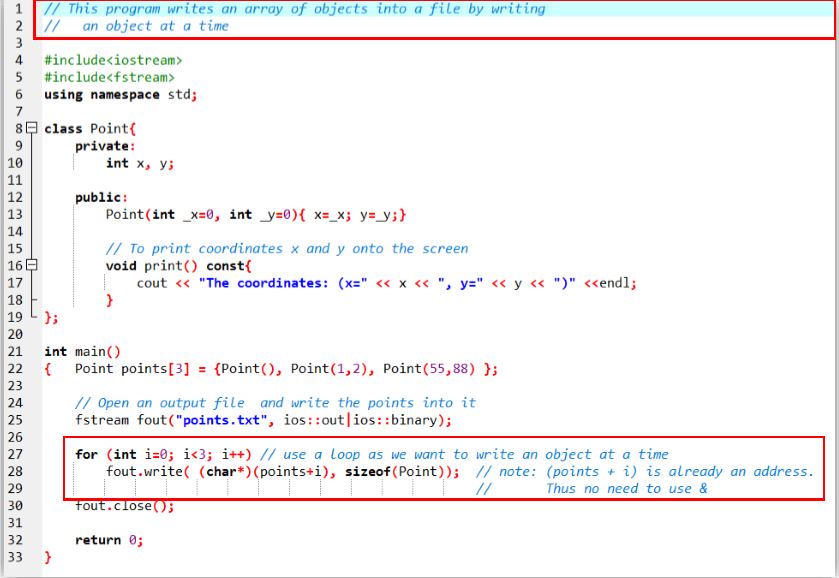 C object oriented programming binary files 